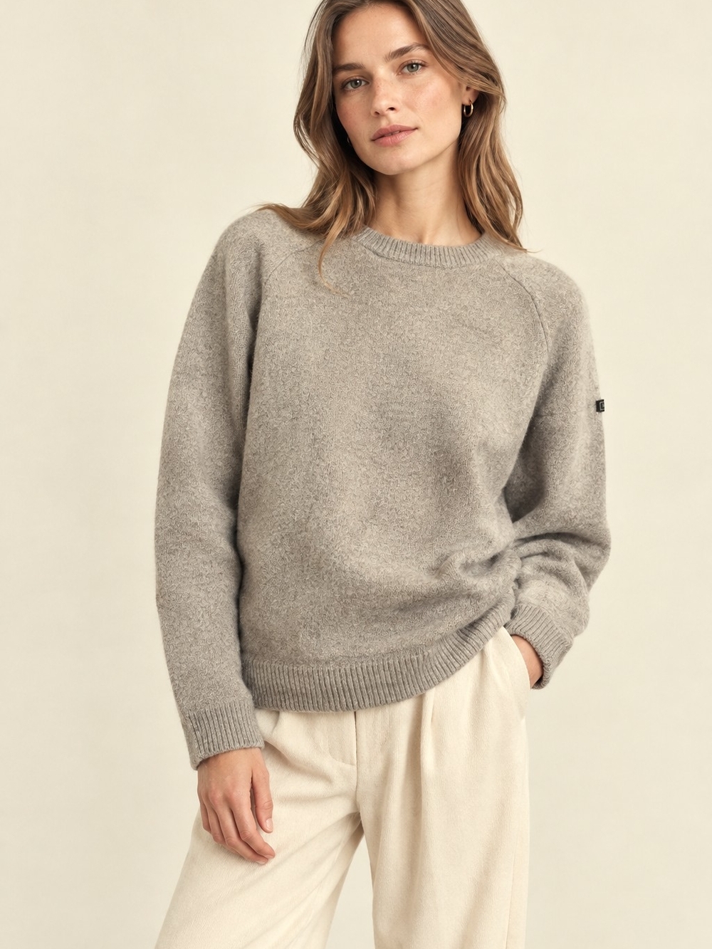 Aigle Soft Heathered Crewneck Sweater in Light Gray